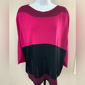 Notations Vibrant Pink and Black Sweater